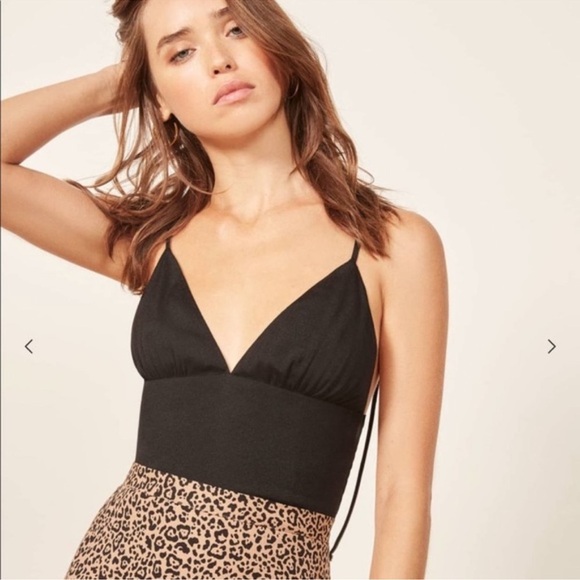 NEW Reformation Delilah Tie-Shoulder Top Rayon Viscose Linen Feel Strappy Sz 12 - Picture 2 of 10